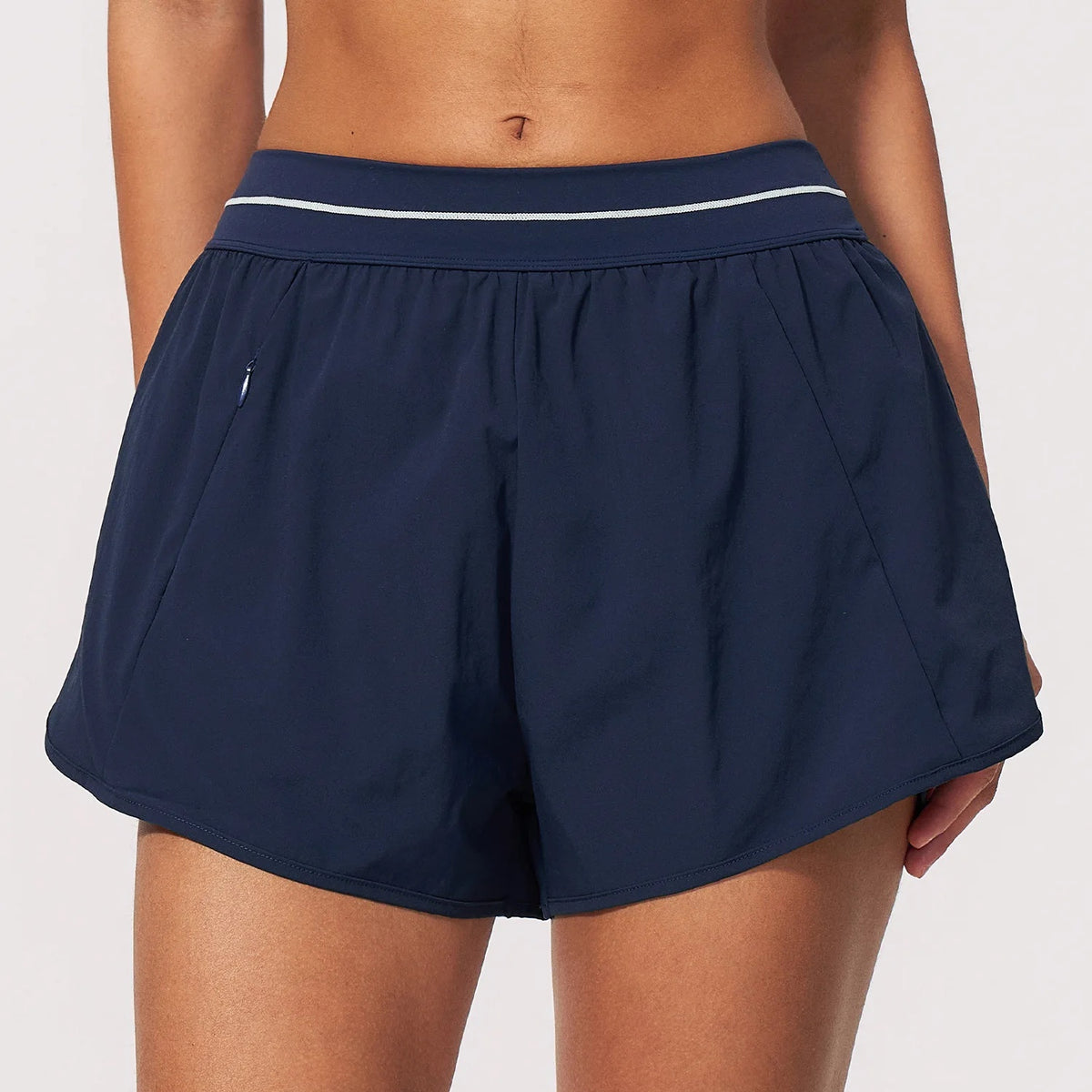 Padel Short High Waist Dames Marineblauw - Licht & Ademend