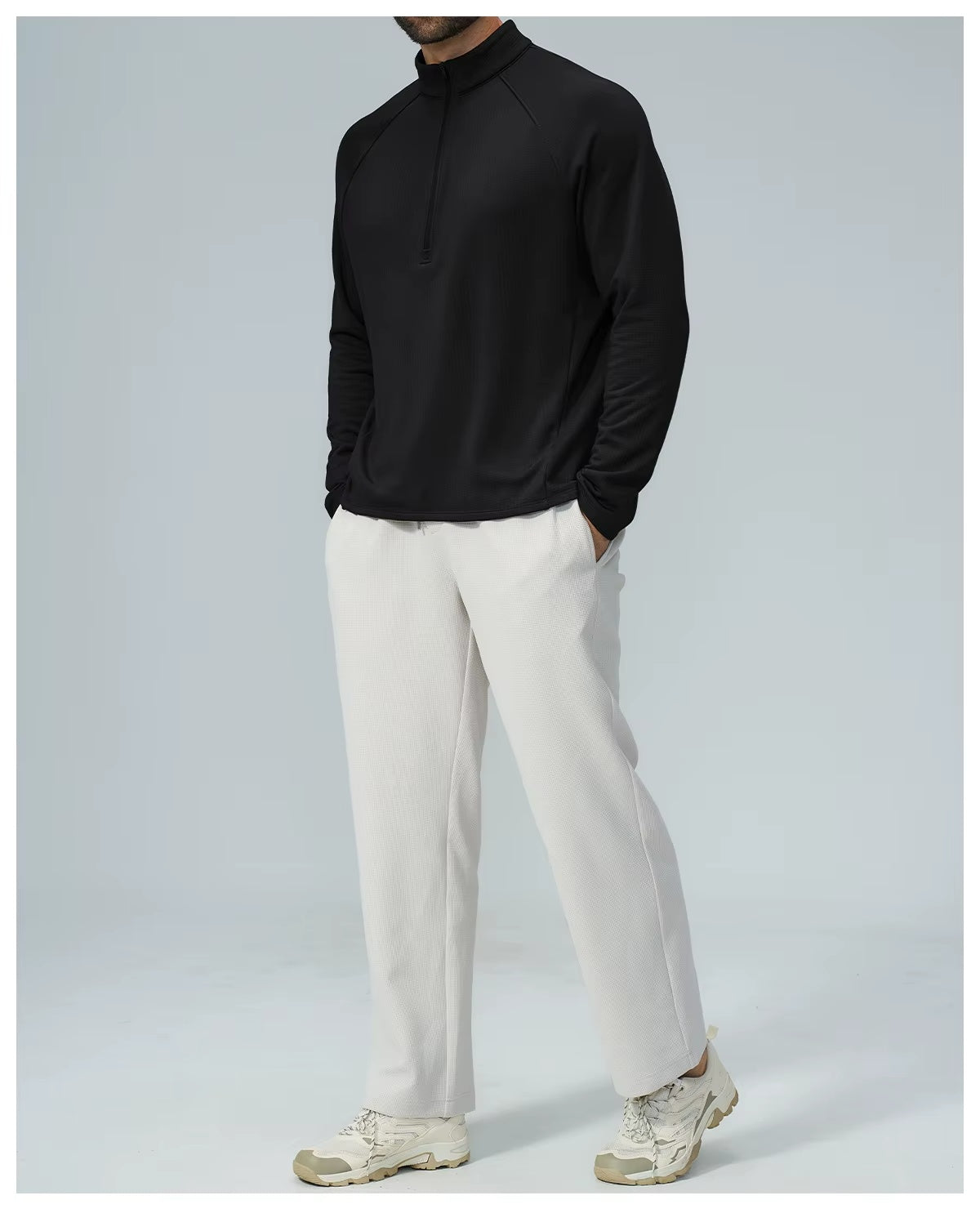 Padel Fleece Longsleeve Zwart - Thermisch & Minimalistisch
