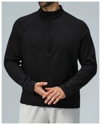 Padel Fleece Longsleeve Zwart - Thermisch & Minimalistisch