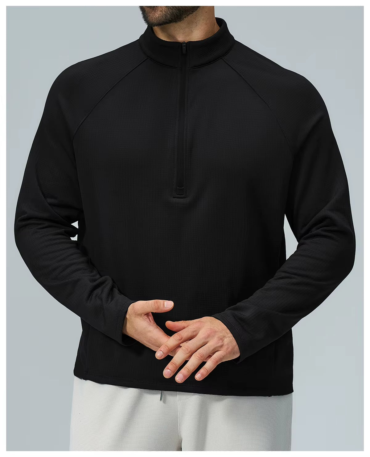 Padel Fleece Longsleeve Zwart - Thermisch & Minimalistisch