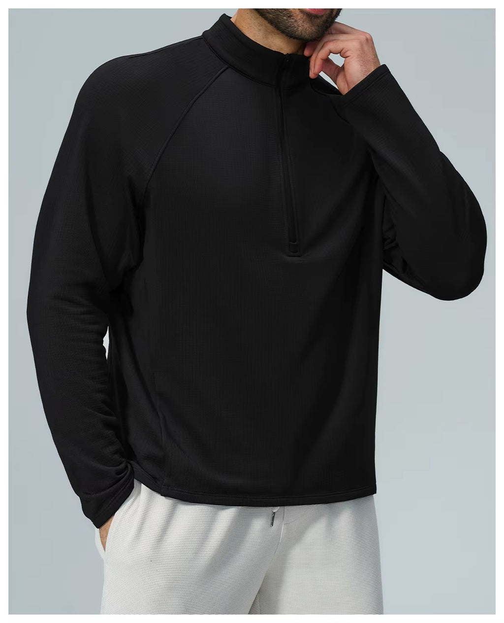 Padel Fleece Longsleeve Zwart - Thermisch & Minimalistisch