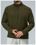 Padel Fleece Longsleeve Olijfgroen - Thermisch & Minimalistisch
