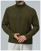 Padel Fleece Longsleeve Olijfgroen - Thermisch & Minimalistisch