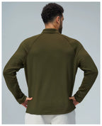 Padel Fleece Longsleeve Olijfgroen - Thermisch & Minimalistisch