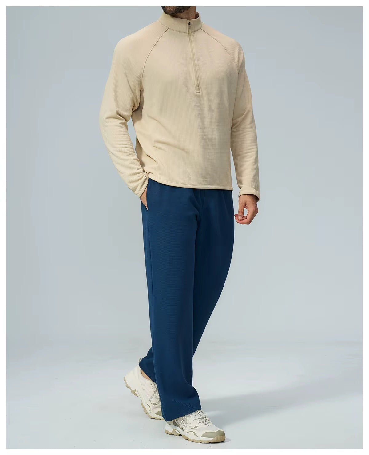Padel Fleece Longsleeve Beige - Thermisch & Minimalistisch