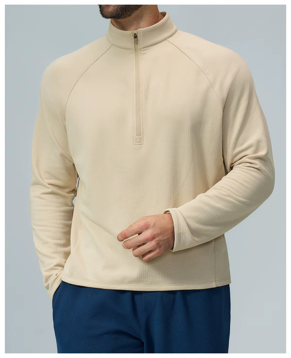 Padel Fleece Longsleeve Beige - Thermisch & Minimalistisch
