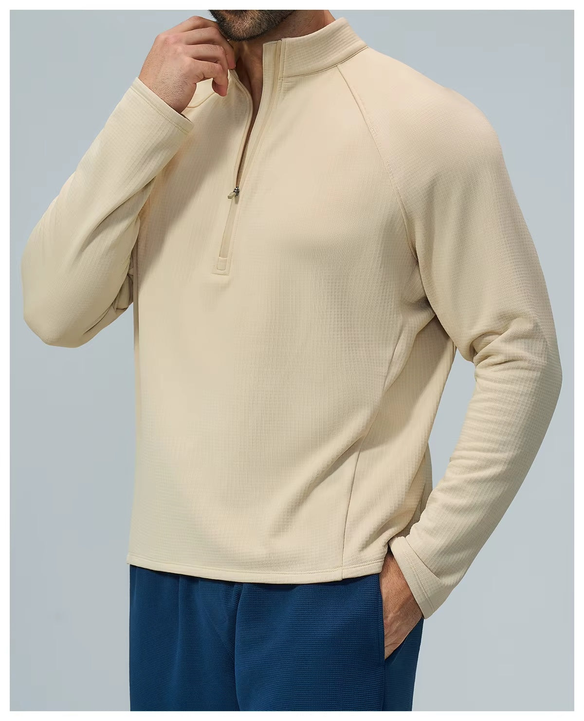 Padel Fleece Longsleeve Beige - Thermisch & Minimalistisch