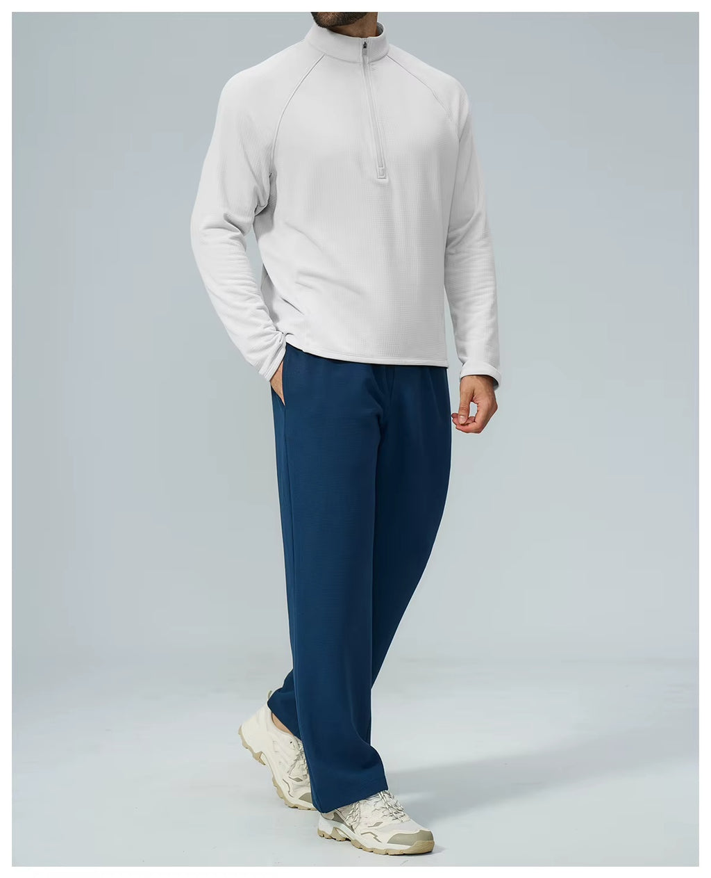Padel Fleece Longsleeve Wit - Thermisch & Minimalistisch