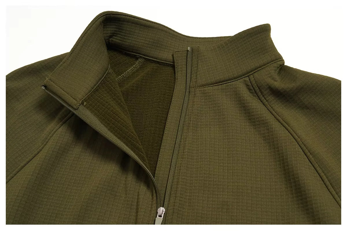 Padel Fleece Longsleeve Olijfgroen - Thermisch & Minimalistisch