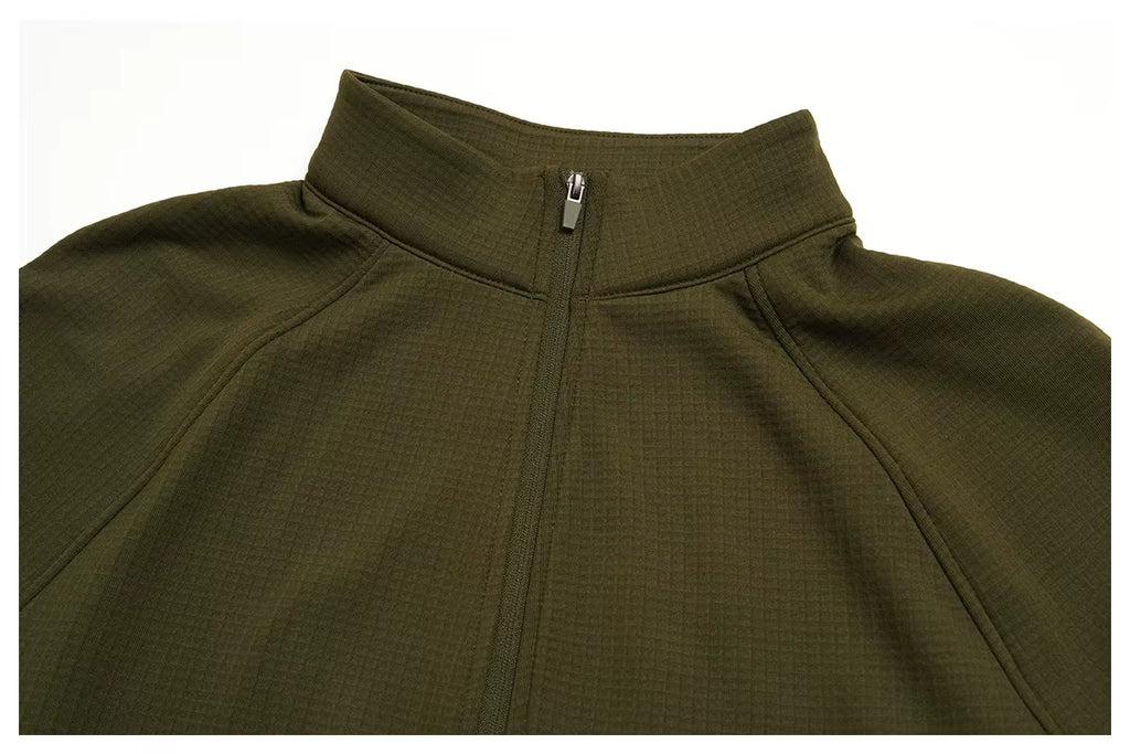 Padel Fleece Longsleeve Olijfgroen - Thermisch & Minimalistisch