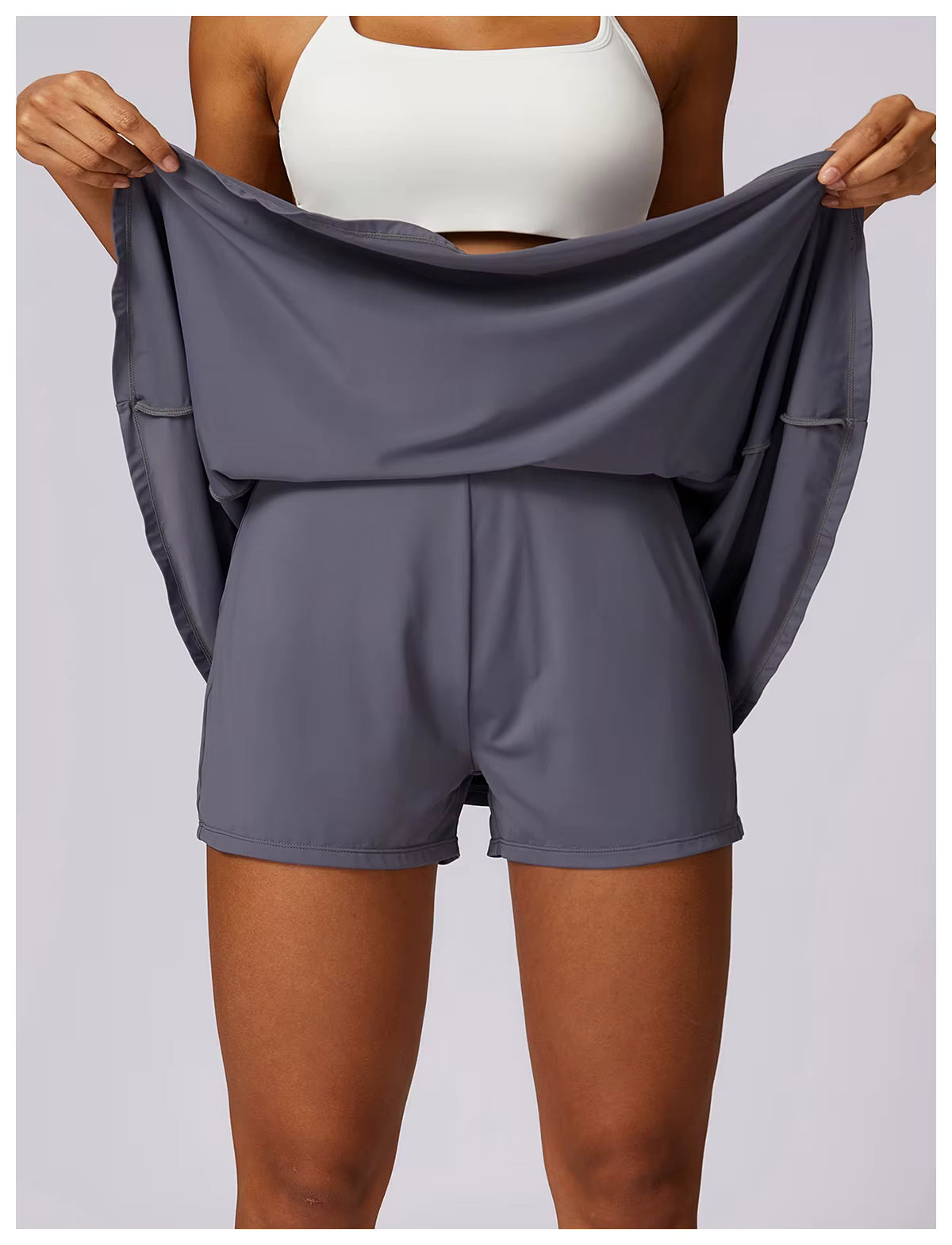 Padel Set Dames Grijs - Minimalistisch Design (Vest + Rokje)