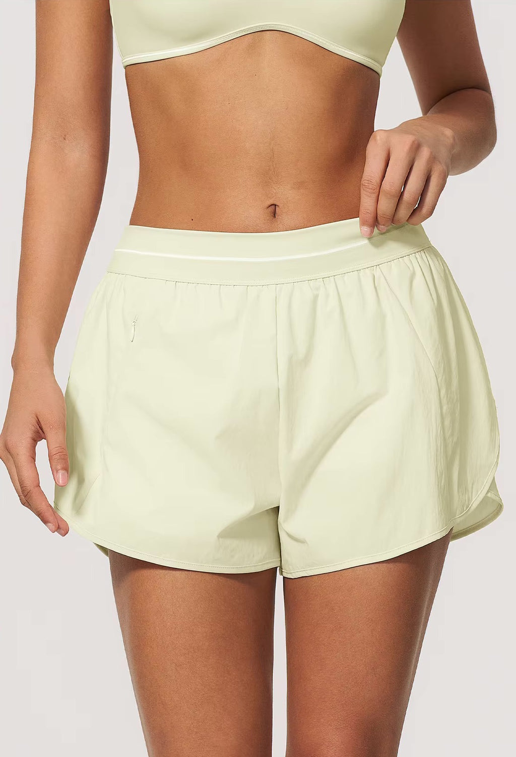 Padel Short High Waist Dames Lichtgeel - Licht & Ademend