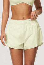 Padel Short High Waist Dames Lichtgeel - Licht & Ademend