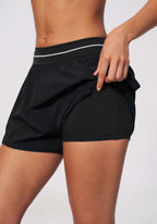 Padel Short High Waist Dames Zwart - Licht & Ademend