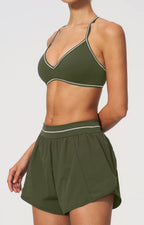 Padel Short High Waist Dames Donkergroen - Licht & Ademend
