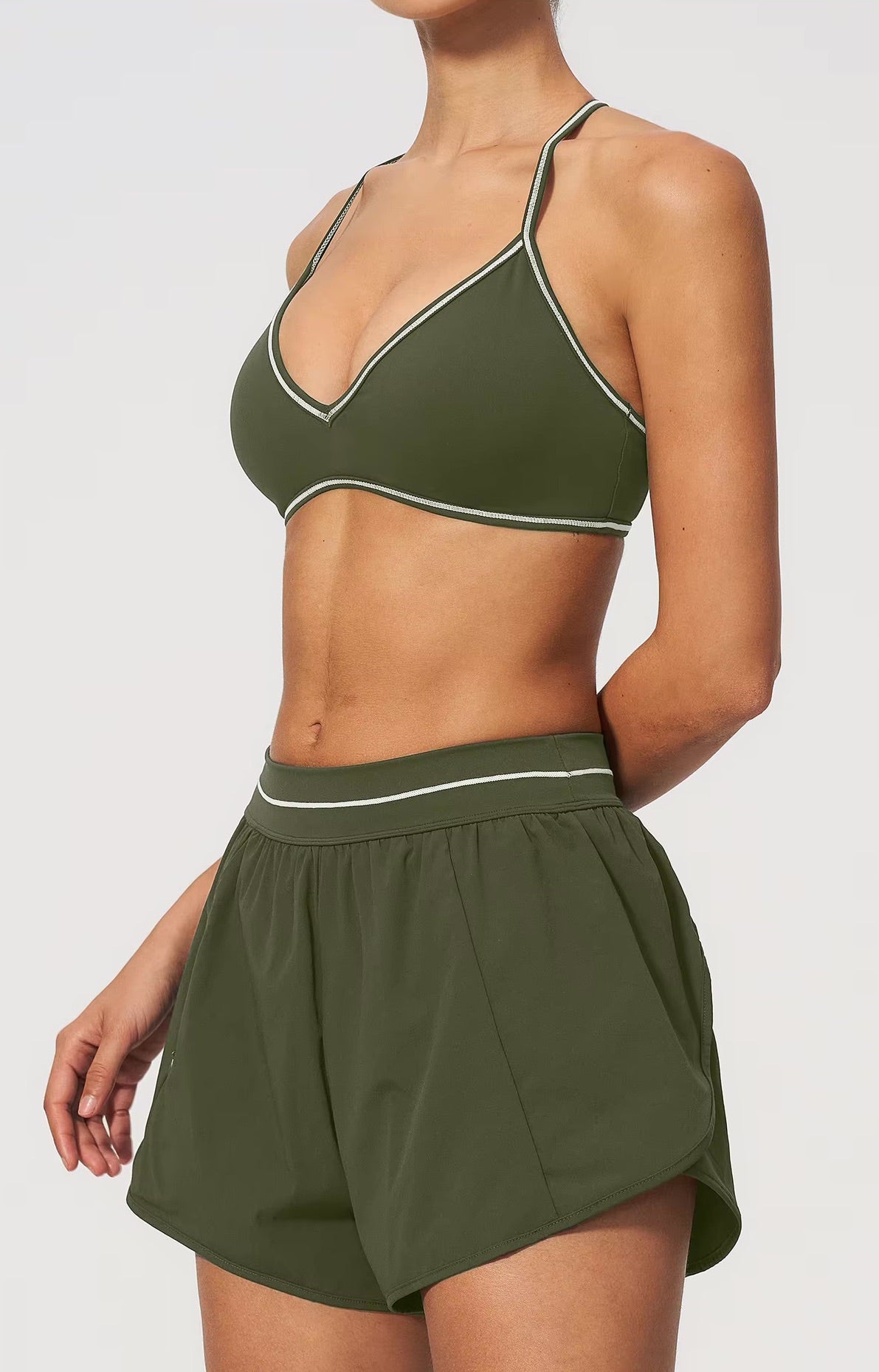 Padel Short High Waist Dames Donkergroen - Licht & Ademend
