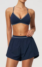 Padel Short High Waist Dames Marineblauw - Licht & Ademend