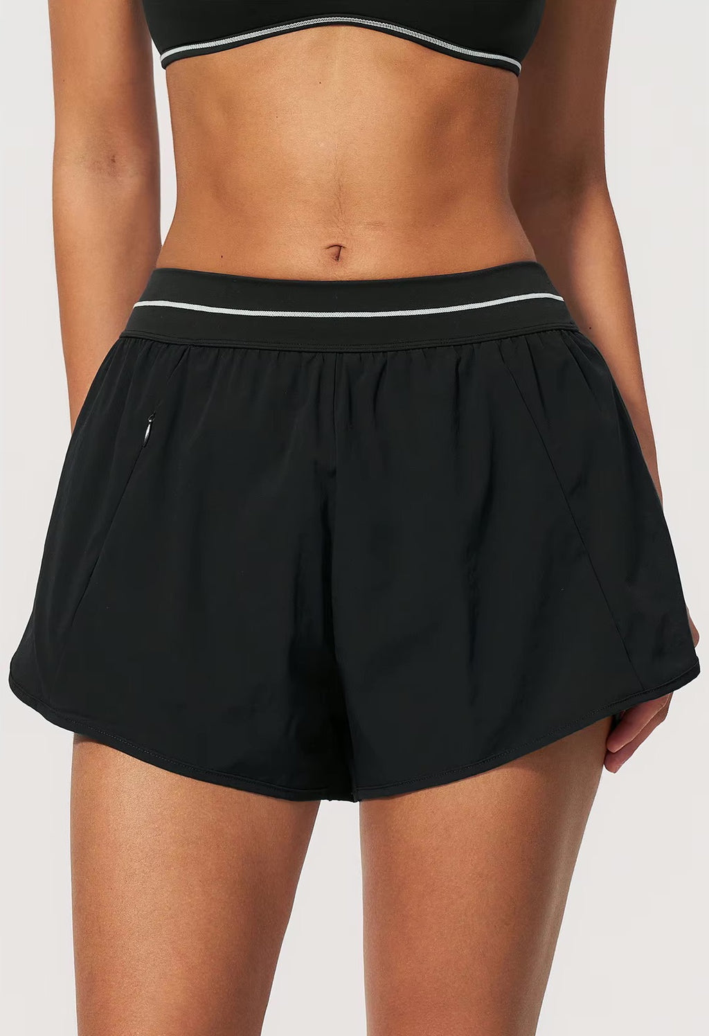 Padel Short High Waist Dames Zwart - Licht & Ademend